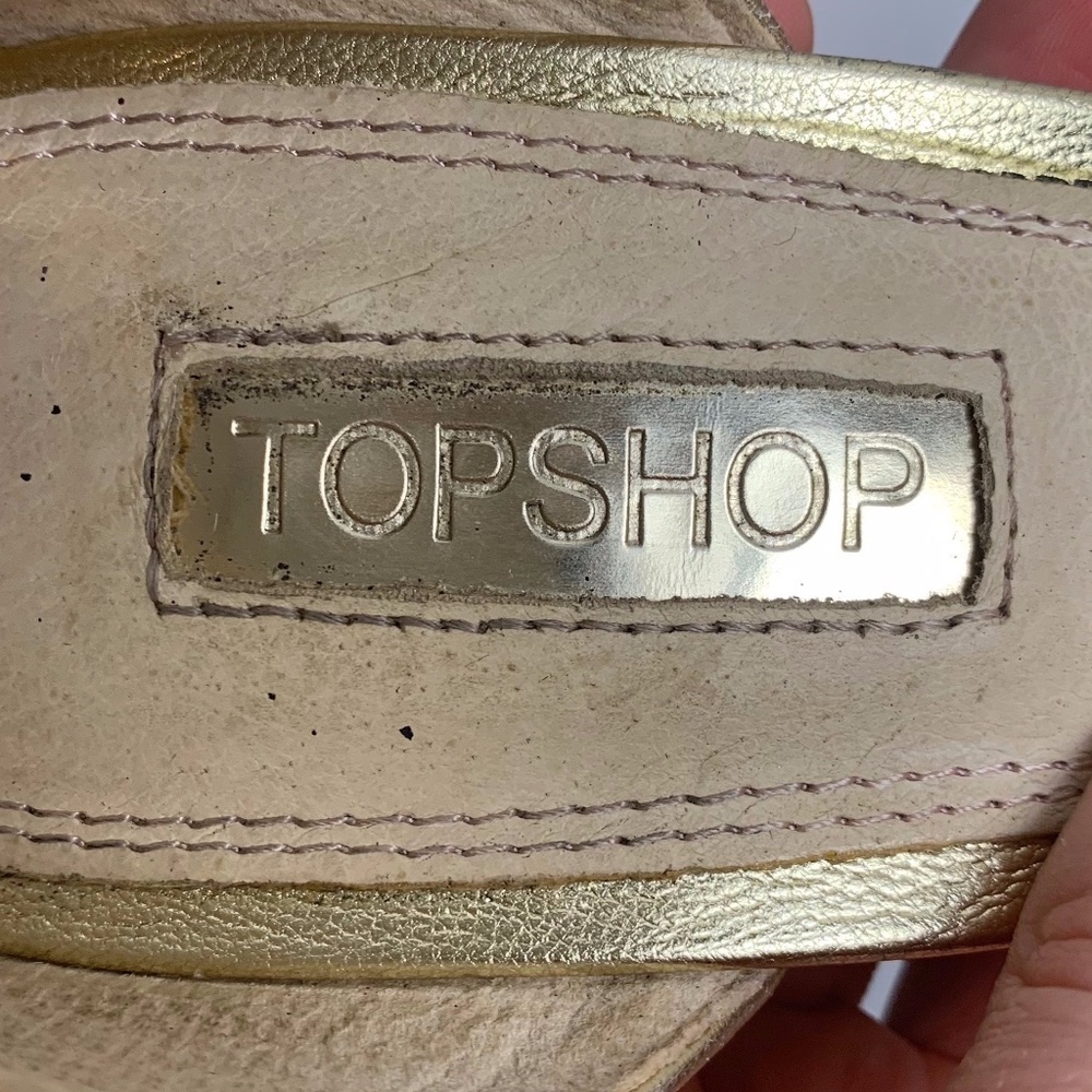 Topshop Gold Ankle Strap Heeled Sandal - Picture 4 of 8